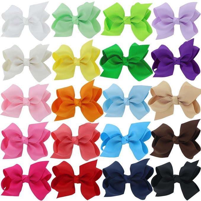 40 Pcs Baby Girls Kids 3" Grosgrain Ribbon Boutique Hair Bows Alligator Clips