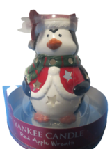 Yankee Candle Penguin Liminary Red Apple Wreath Tea Light Candle Holder 2013 New - £11.86 GBP