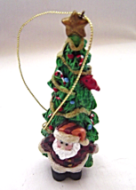 Santa with Tall Christmas Tree Ornament  - $9.99
