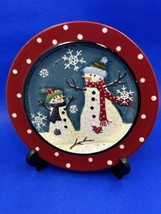 Christmas Country Snowman Plate 8&quot; Hobby Lobby 2012 Food Safe Ceramic - $12.30 CAD