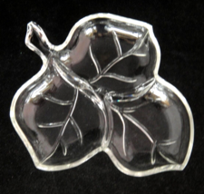 Vintage Hazel Atlas Clear Glass 3-Part Relish Dish Leaf Shape - £6.96 GBP