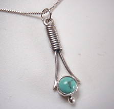Genuine Turquoise 925 Sterling Silver Coiled Pendant Slim - £6.44 GBP