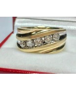 2CT Round Cut Real Moissanite Men&#39;s Engagement Band Ring 14K Yellow Gold... - $116.42
