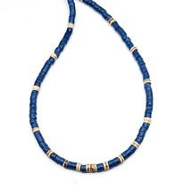 Hawaiian Surfer Blue and Light Brown Coconut Shell Tropical Ocean Necklace - $12.00