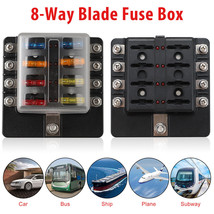 8-Way Blade Fuse Box Block Holder Led Indicator 6 12 24V Auto Marine Wat... - £34.59 GBP