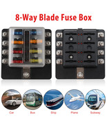 8-Way Blade Fuse Box Block Holder Led Indicator 6 12 24V Auto Marine Wat... - £18.87 GBP