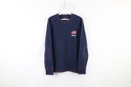 Ralph Lauren Mens Medium Faded USA Flag Block Letter Thermal Waffle Knit T-Shirt - £39.74 GBP