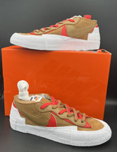 Nike Blazer Low x Sacai British Tan Brown Red White DD1877-200 Mens Size 11 - £96.38 GBP