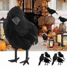 Halloween Crow Prop Large Realistic Raven Feathered Spooky Party Home Decor - £7.20 GBP