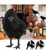 Halloween Crow Prop Large Realistic Raven Feathered Spooky Party Home Decor - £7.05 GBP