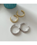 1PCs Simple Glossy C Shape Open Stud 18k Yellow Gold Plated Hoop Earring... - £61.79 GBP