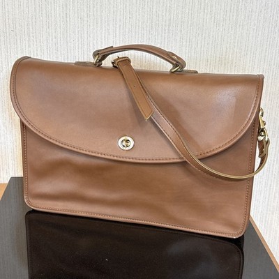 Vtg Coach Briefcase Messenger Bag Full Grain Leather Tobacco Brown 1980s USA Item image 2