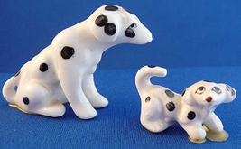 Vintage Bone China Miniature Dog Figures 2 DALMATIAN MOther Father Puppy Dog - £7.90 GBP
