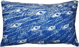 Peacock Blue Relief Throw Pillow 12x20, Complete with Pillow Insert - £33.17 GBP
