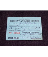 1934 Oregon State Fishing License, Angeler&#39;s, OR - £7.77 GBP