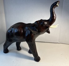 Handmade Leather Wrapped Glass Eye Elephant Figure L12”xW5”xH14” 1 Lb 13oz  VG - €12,83 EUR