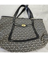 Tommy Hilfiger Signature Logo Purse Tote Brown Jacquard Faux Leather Han... - $270.08 MXN