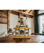 Tachtsi Greece Rhodes Collectible Wood Case w 3 Empty Brandy Bottles  Pu... - €28,31 EUR