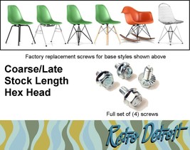 4 x Eames Herman Miller Shell Chair Screws Late Coarse Thread Hex Head S... - £3.32 GBP