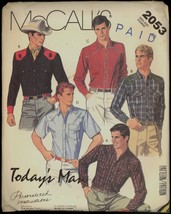 Uncut 1980s Size 40 Snap Western Shirt McCalls 2053 Pattern Palmer Pletsch  - $7.99