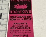 Matchbook Cover Knight’s Restaurant Bar-B-Q  Wauchula, FL  gmg  Unstruck - $12.38