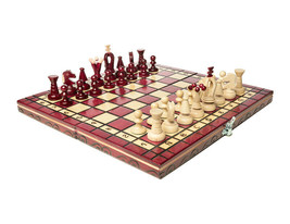 Wood Chess Set Paris CHERRY Wooden International Board Vintage Carved Pieces - $62.45