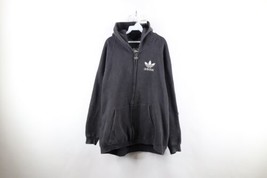 Vintage 90s Adidas Mens 2XL Thrashed Spell Out Heavyweight Full Zip Hoodie Black - £78.91 GBP