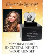 Memorial Heart Crystal Infinity Wood Urn Set - £234.64 GBP