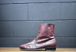 Vintage Florsheim Brown Leather Square Toe Zip Ankle Beetle Boots Men’s ... - £55.02 GBP