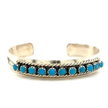 Vintage Sterling Southwest Native American Turquoise Cuff Bracelet 6 3/4 - £138.48 GBP
