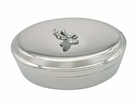Kiola Designs Stag Deer Head Pendant Oval Trinket Jewelry Box - £36.53 GBP