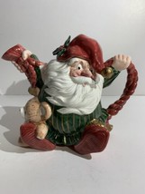 FITZ AND FLOYD Christmas Old World Santa Elf 40 Oz Tea Pot Vintage 1989 - £23.25 GBP