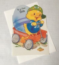 Vtg Unused To a Fine Son Happy Easter Duck Wagon 1984 American Greetings 937A - £10.55 GBP