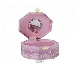 Schylling Twirling Pink Ballerina Hexagon Shaped Jewelry Box w/ Mirror 5.5&quot;x5.5&quot; - £15.25 GBP