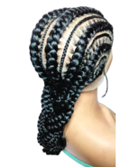 Jumbo Cornrow Stitch Braid Wig Large Fulani Braided Wig Full Lace with Baby Hair - $118.80