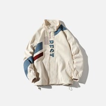 Vintage Letter Print Patchwork Jacket - $34.99