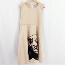 Cream sleeveless dress with rose graphic print 8 - $13.55