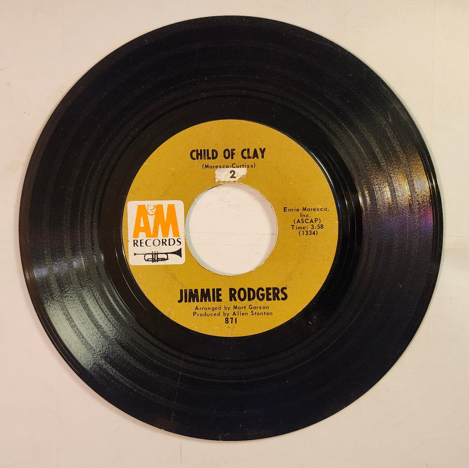 Jimmie Rodgers Child Of Clay 7&quot; Vinyl Record 1967 A&amp;M 871 DUSTIES - $0.98