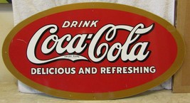 Drink Coca-Cola Delicious and Refreshing Sign 28&quot; x 15&quot;  - £78.34 GBP