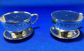 NIB Godinger Silver Treasures Coffee Tea Cup Salt Pepper Shakers Original owner! - £7.81 GBP