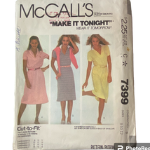 1981 McCalls 7399 Misses Dress 8 - 12 Slim Pullover Short Sleeve Below Knee - $9.87