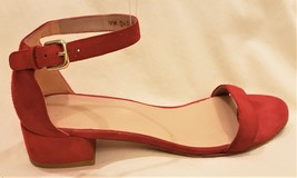 Stuart Weitzman Sandals Open Toe Sling Back Sz.- 8.5M Red Leather/Suede - £39.29 GBP