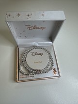 Disney Bowtiful Minnie Charm Bracelet Mouse Fine Silver Plated NEW Stretch - £13.15 GBP