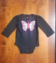 Baby Starters Girl 6M Snap Bodysuit Black Pink Glitter Butterfly One-Piece - £1.57 GBP