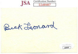 Buck Leonard signed 3x5 Index Card- JSA #LL60407 (Negro Leagues 1933-1950) - £31.93 GBP