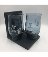 Vintage Set of 2 Blue Owl Drinking Glasses Tumblers Weighted Bottom - £14.96 GBP