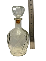 Decanter Liquor Clear Glass Teardrop Thumbprint Design 9 1/4 Inch Tall Vintage - £18.41 GBP