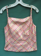 Ann Taylor Pink Plaid 100% Silk Taffeta Cropped Top Womens Size 6 NEW with Tag - $28.49