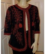 Catherine&#39;s Black/Red Special Occasion Knit Jacket Sz 16W/1X Holiday Spa... - £15.47 GBP