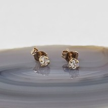 10K Yellow Gold - Cubic Zirconia Stud Earrings CZ - $39.95